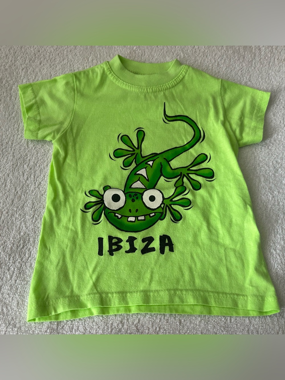 Kids Neon Green Lizard Graphic Tee - Ibiza